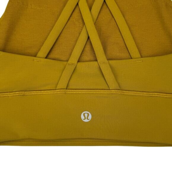 LULULEMON Energy Bra High Neck Long Line Size 4 Gold Spice - Picture 5 of 6